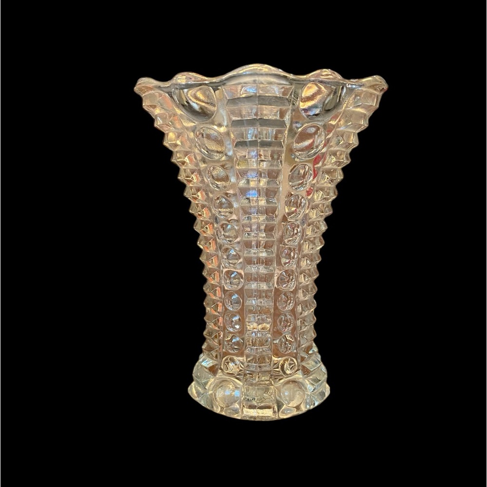 Set of 3 Vintage Indiana Glass Mayflower Vases Clear Mid Century mint condition